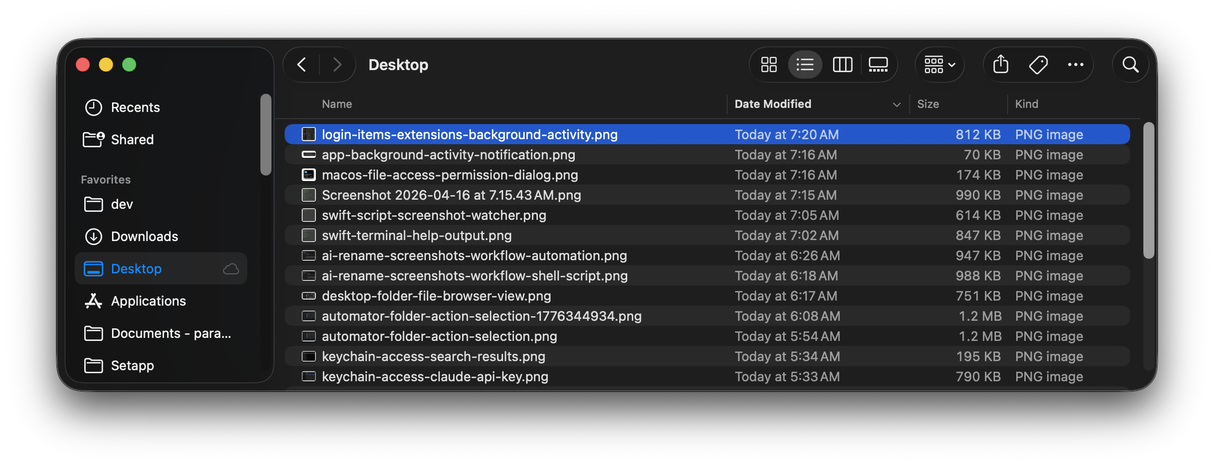 Example Desktop Output