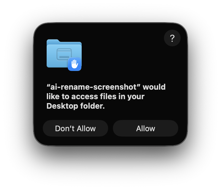 MacOS permission dialogue